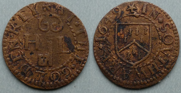 HL AT THE GOLDEN KEY 1649 farthing HL AT THE GOLDEN KEY 1649 farthing